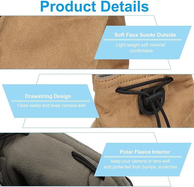 Patikil S Size Drawstring Lens Case Flannel Camera Handbag - Image 3