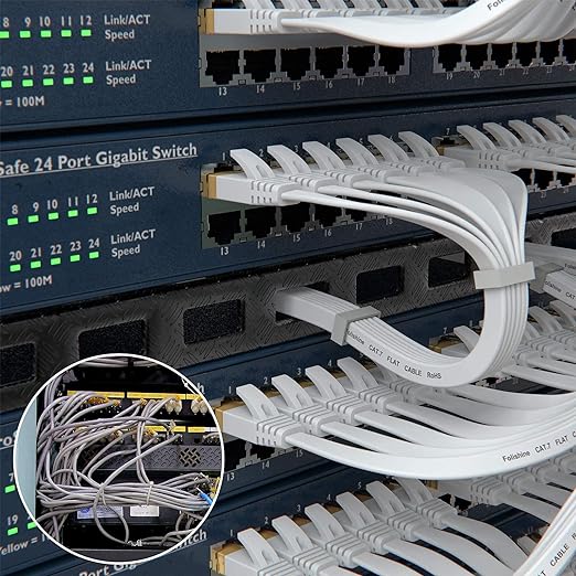 Folishine Cat6 Ethernet Cable 20 ft, Flat Design High Speed - Image 6