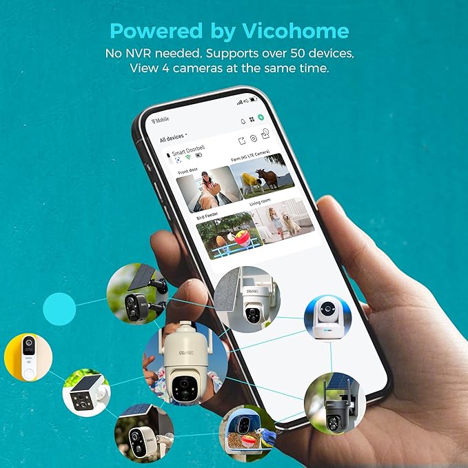 Vicohome CQ1 AI 2K Solar Security Camera Wireless Outdoor, Battery Powered - Image 2