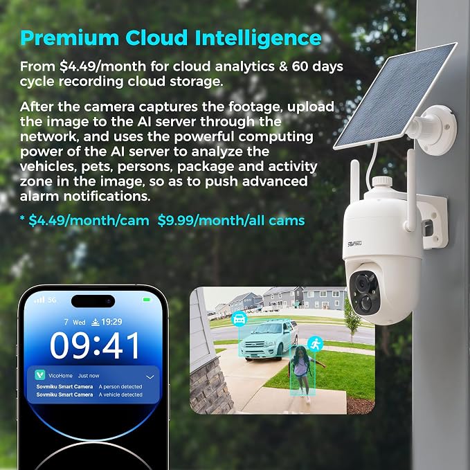 Vicohome 3CQ1 AI 2K Solar Security Camera Wireless Outdoor, Battery Powered - Image 4