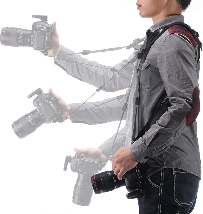 Double Shoulder Camera Strap Harness Quick Release Adjustable Dual Camera - Image 3