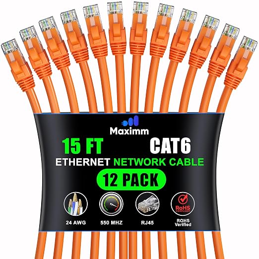 Maximm Cat 6 Ethernet Cable - 15 ft - High-Speed LAN by MaximmCable