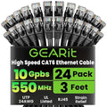 GEARit Cat 6 Ethernet Patch Cables 3 ft Black, CAT6 High Speed 24AWG 10Gbps by GEARit