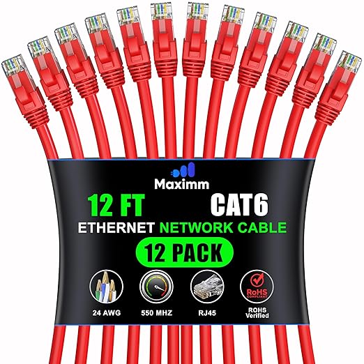 Maximm Cat 6 Ethernet Cable 12 ft by MaximmCable