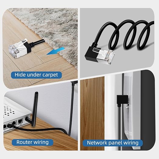 Flexible Cat 6 Ethernet Cable 90° Right Angled 15 Feet, Ultra Thin & Slim Rj45 - Image 4