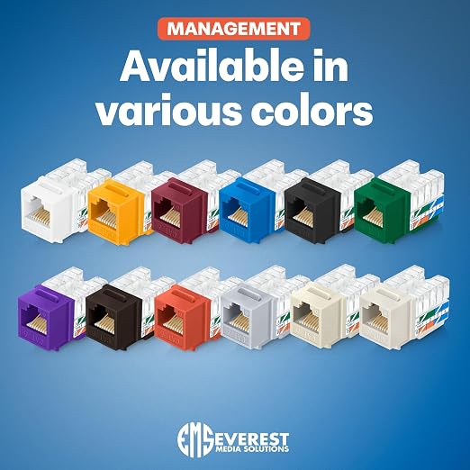 Everest 90° Angled RJ45 Cat6 Keystone Jacks 50-Pack in Purple - Image 7