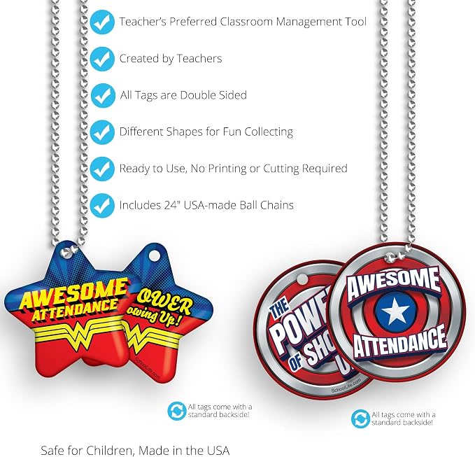 Brag Tags Awesome Attendance Heroes Value Pack to Improve Students' School & - Image 5