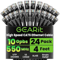 GEARit Cat 6 Ethernet Patch Cables 4 ft Black, CAT6 High Speed 24AWG 10Gbps by GEARit