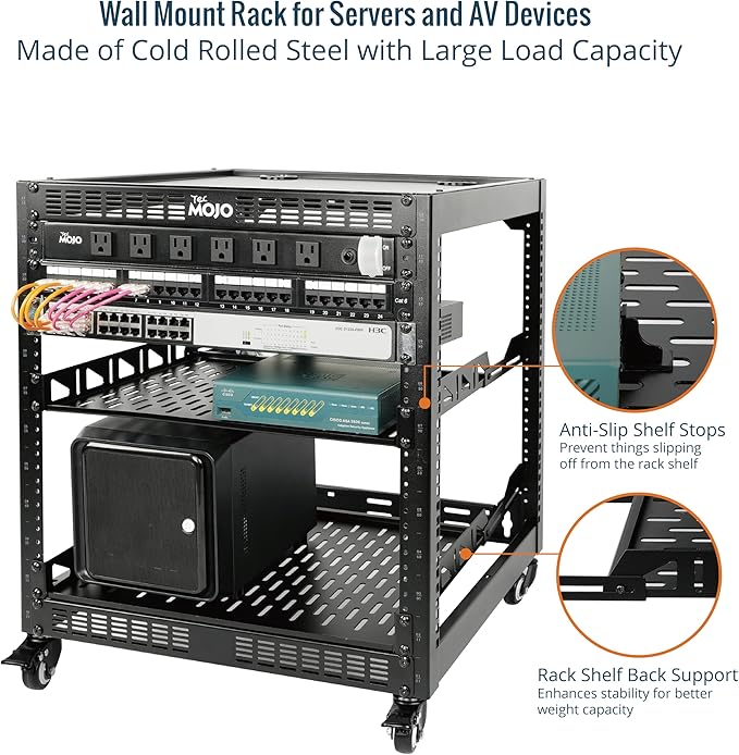 TECMOJO 12U Open Frame Network Rack - Image 3