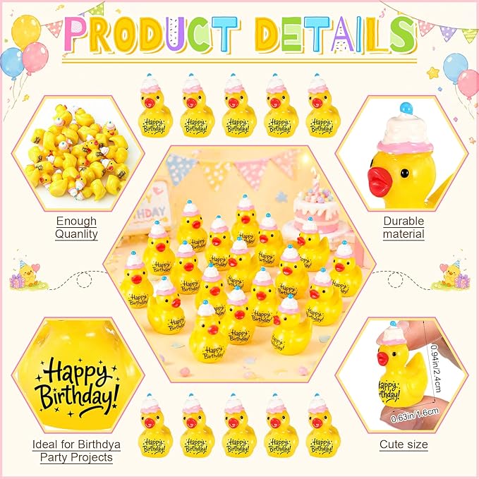 Skylety 25 Piece Happy Birthday Resin Ducks - Image 2