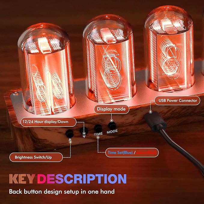 ClocTeck Nixie Tube Clock Walnut Digital Clock, Support Wi-Fi Time SYNC - Image 6
