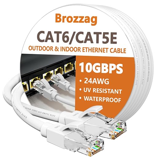 Ethernet Cable 60ft For Cat6/Cat5E, 10Gbps Compatible by Brozzag