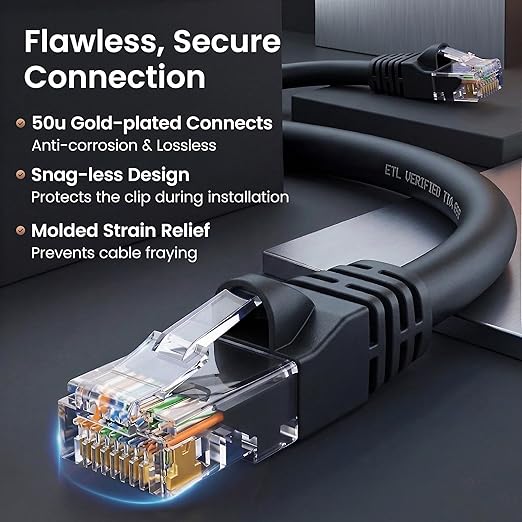 GEARit Cat 6 Ethernet Patch Cable 1.5 ft Black Cat6 Patch Cables 1.5ft - Image 4