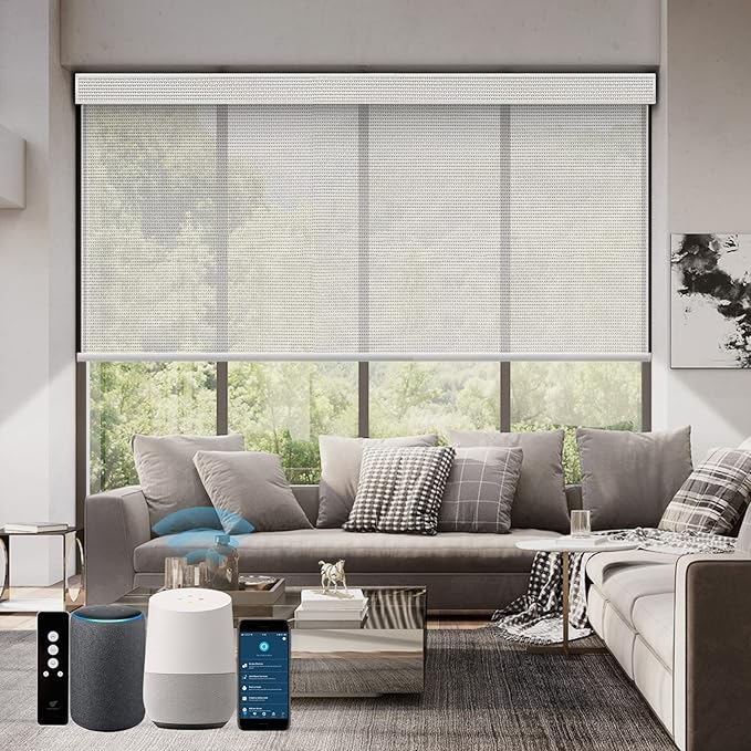 SmartWings Motorized Roller Shades 5% Openness Work by SmartWings