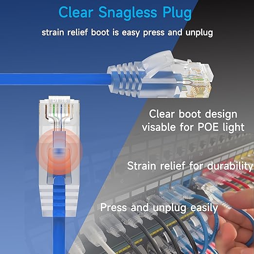 Cat6a Slim Ethernet Patch Cable 1.5 ft, Cat6a Patch Cable - Image 4