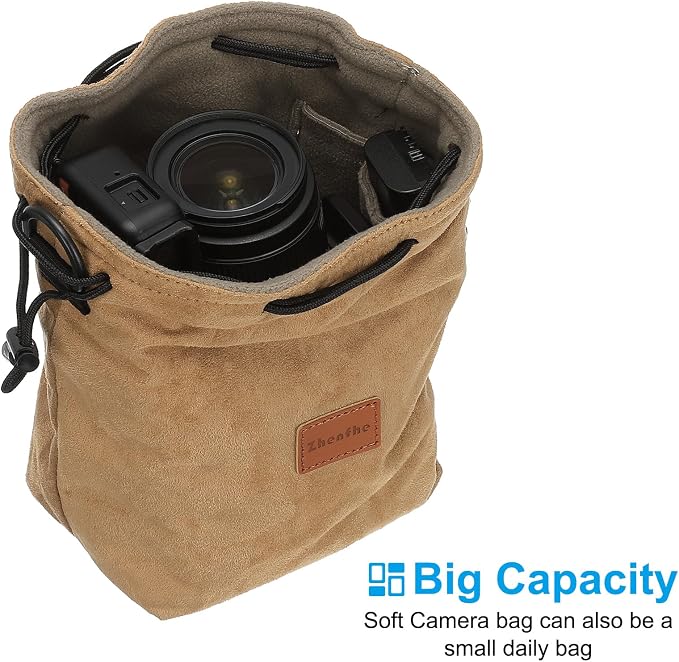 Patikil S Size Drawstring Lens Case Flannel Camera Handbag - Image 4