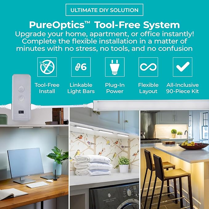 PureOptics LED Works with Alexa Smart Under Cabinet Lighting Kit, Adjustable - Image 5