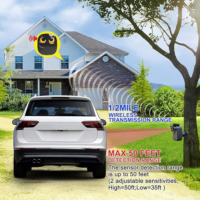 1/2 Mile Long Range Wireless Driveway Alarm Outdoor Weather Resistant Motion - Image 4