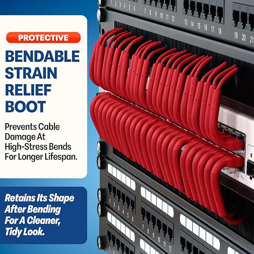 Everest Ultra Slim Cat6a Ethernet Patch Cables 7ft Red - Image 3