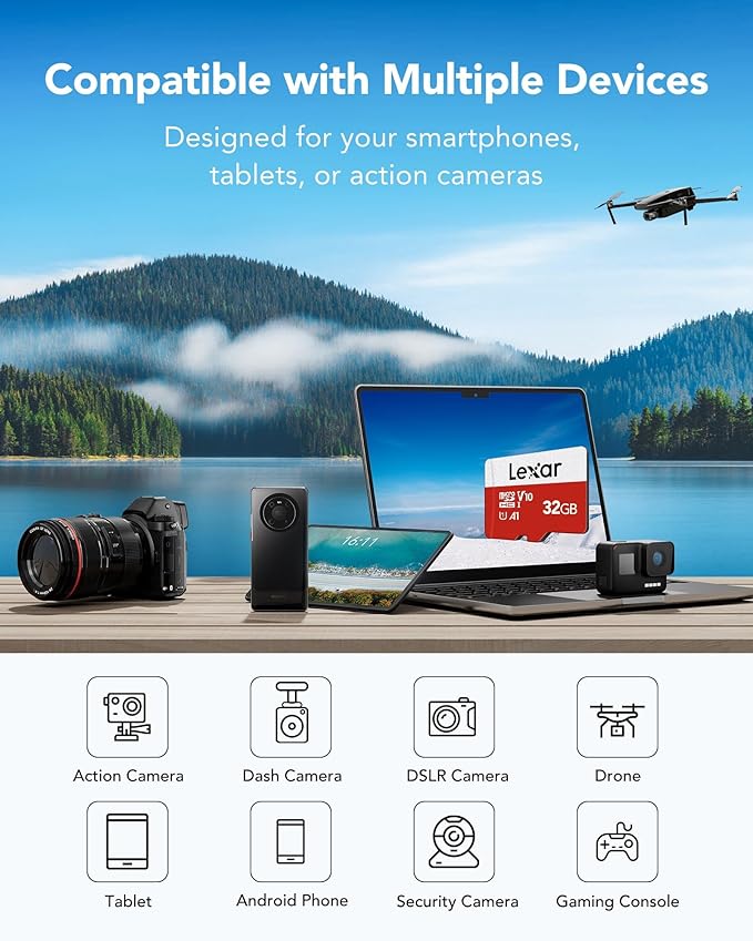 Lexar E-Series 32GB Micro SD Card, microSDHC UHS-I Flash Memory Card - Image 3