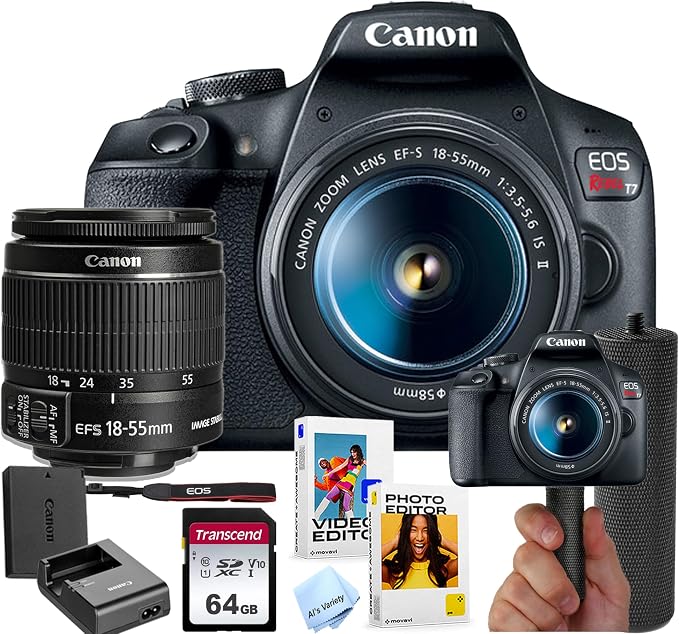 Canon EOS Rebel T7 DSLR Camera Bundle w/Canon EF-S 18-55mm f/3.5-5.6 is II Lens by Amazon+Renewed
