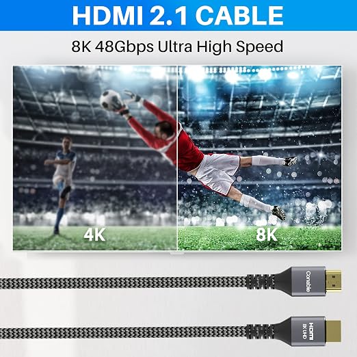 8K HDMI 2.1 Cable 6.5FT/2M, Real Certified 48Gbps Ultra High Speed HDMI® Cable - Image 3