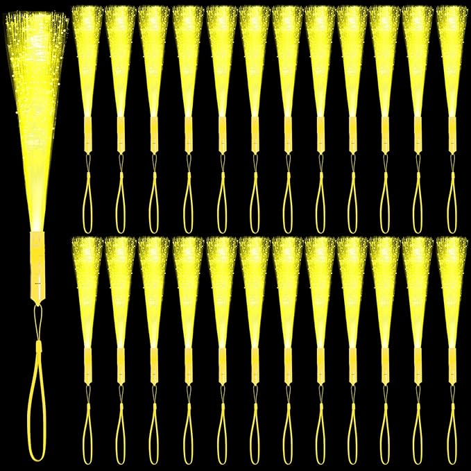 36 Pack Yellow Fiber Optic Glow Stick Wands Bulk by NUDALA