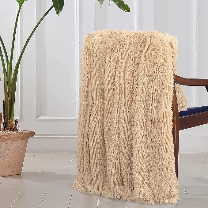 Tuddrom Decorative Extra Soft Faux Fur Throw Blanket 50"x60", Solid Reversible - Image 5
