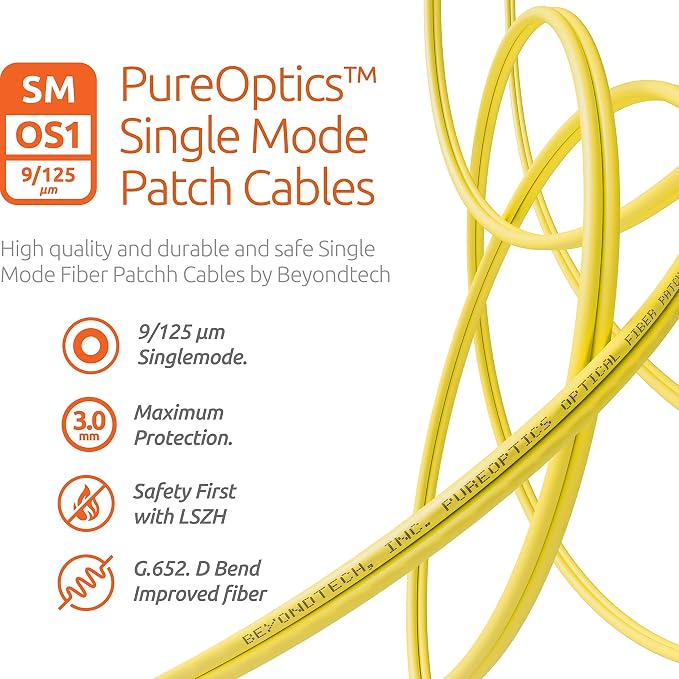 BEYONDTECH 1m LC to LC Fiber Patch Cable – UPC Single-Mode Duplex Fiber Optic - Image 4