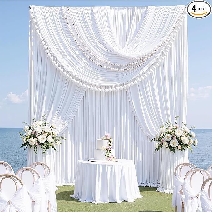 20ft x 15ft White Backdrop Curtains by CO-AVE