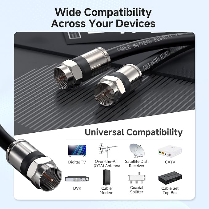 Cable Matters 3-Pack RG6 Coaxial Cable - 3ft - Image 5