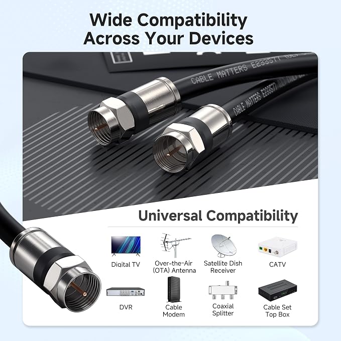 Cable Matters 3-Pack RG6 Coaxial Cable - 6ft - Image 5