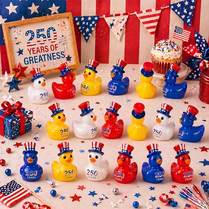 Skylety 100 Pcs Patriotic Mini Ducks 4th of July Independence Day Party Decor - Image 5
