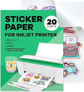 Sticker Paper for Inkjet Printer -, 8.5 x 11" Letter Size, Glossy White Vinyl by PaperPlan