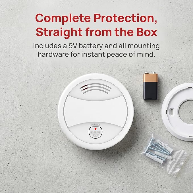 4 Pack Photoelectric Smoke Detector, 10-Year Battery Operated Fire Alarm - Image 3