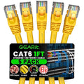 GEARit Cat 6 Patch Cables 1 ft Yellow Cat6 Patch Cables 1ft Yellow/Ethernet by GEARit