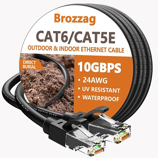 Ethernet Cable 20ft For Cat6/Cat5E, 10Gbps Compatible by Brozzag