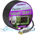 Cat6a Slim Ethernet Patch Cable 200ft Outdoor & Indoor, Flexible 10G Cat6 by Lysymixs