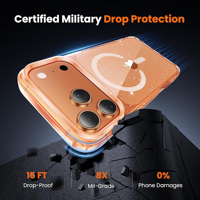 toushion 3 in 1 for iPhone 17 Pro Case Clear Glitter, Fits MagSafe, Not - Image 3