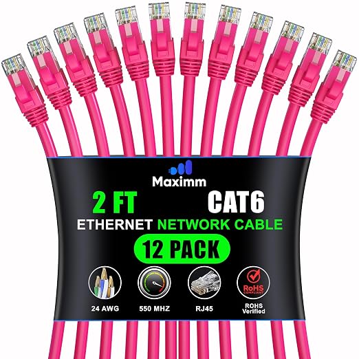 Maximm Cat 6 Ethernet Cable - 2 ft - High-Speed LAN by MaximmCable