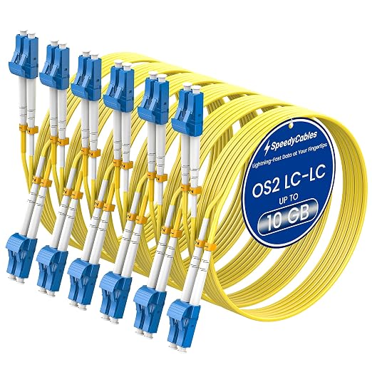 SpeedyCables- OS2 LC to LC Fiber Patch Cable 5M 6-Pack, 1G/10Gb 9/125um Single by SpeedyCables