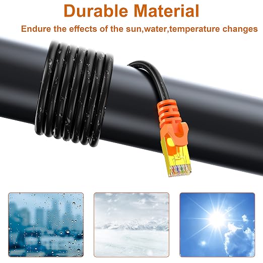 100 ft Cat 7 Ethernet Cable, Outdoor and Indoor LAN Cord - Image 2