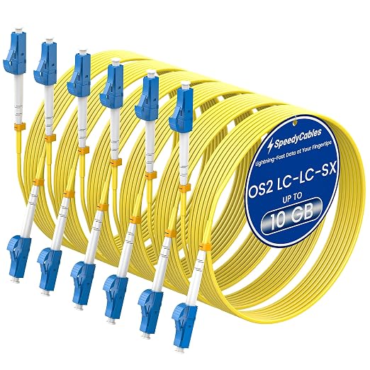 SpeedyCables- OS2 LC to LC Single Mode Fiber Patch Cable 0.5m/1.6ft 6-Pack by SpeedyCables