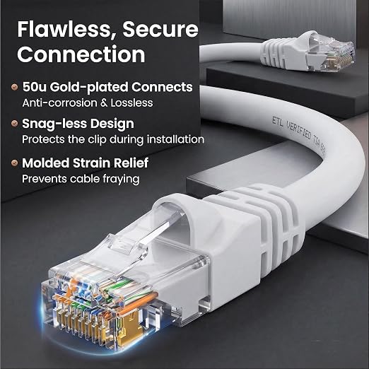 GEARit Cat 6 Ethernet Patch Cable 14 ft White Cat6 Patch Cables 14ft - Image 4