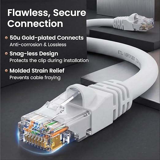 GEARit Cat 6 Ethernet Patch Cables 2 ft White, High Speed 24AWG 10Gbps RJ45 - Image 4
