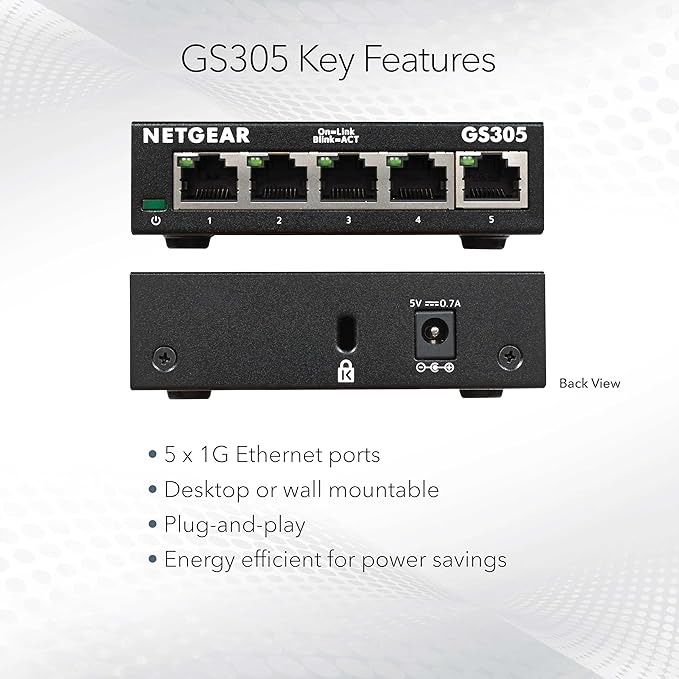 NETGEAR 5-Port Gigabit Ethernet Unmanaged Essentials Switch - Image 5
