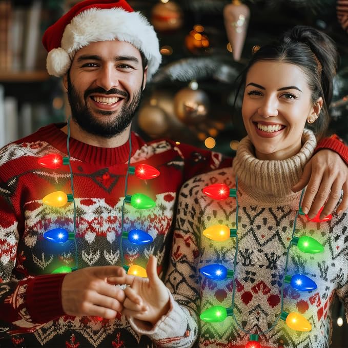 QZYL 2 Pack Christmas Light Necklace, Colorful Christmas Accessories, 9 LED - Image 6