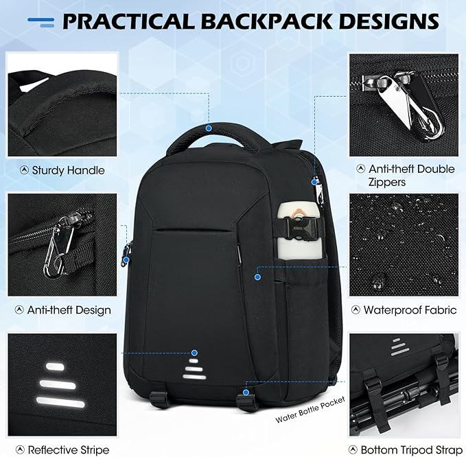 RAINSMORE Camera Backpack for DSLR SLR Mirrorless Cameras - Image 4