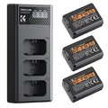K&F CONCEPT 3-Pack NP-FW50 Battery and Upgraded 3-Slot ZV-E10 Battery Charger by KFCONCEPT