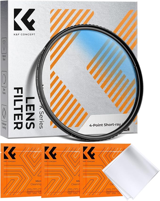 K&F CONCEPT 77mm Variable Short Line Star Lens Filter, Cross Screen Starburst by KFCONCEPT